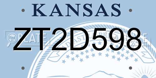 ZT2D598 Kansas License Plate