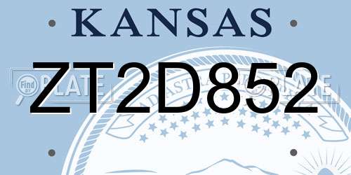 ZT2D852 Kansas License Plate