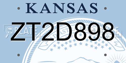 ZT2D898 Kansas License Plate