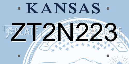 ZT2N223 Kansas License Plate