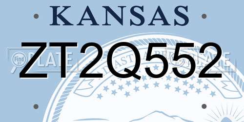 ZT2Q552 Kansas License Plate