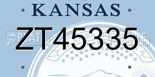 ZT45335 Kansas License Plate