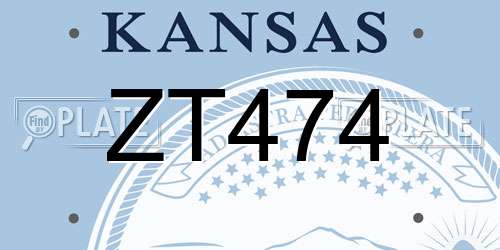 ZT474 Kansas License Plate
