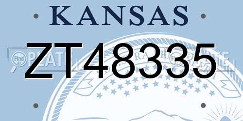 ZT48335 Kansas License Plate
