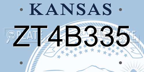 ZT4B335 Kansas License Plate
