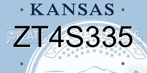 ZT4S335 Kansas License Plate