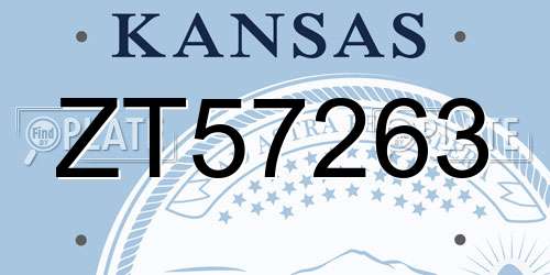 ZT57263 Kansas License Plate