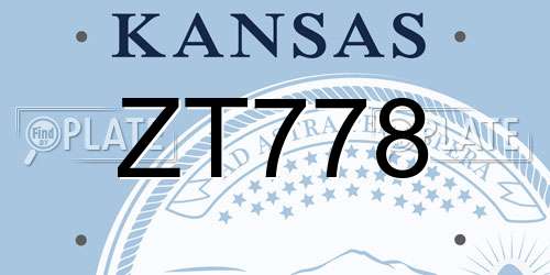 ZT778 Kansas License Plate