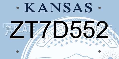 ZT7D552 Kansas License Plate
