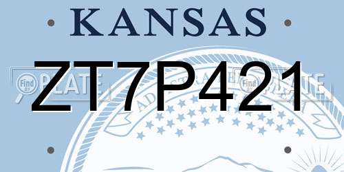 ZT7P421 Kansas License Plate
