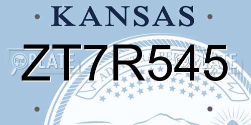 ZT7R545 Kansas License Plate
