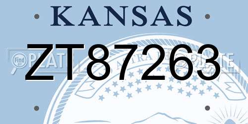 ZT87263 Kansas License Plate