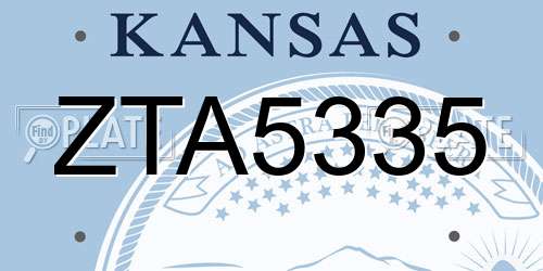 ZTA5335 Kansas License Plate