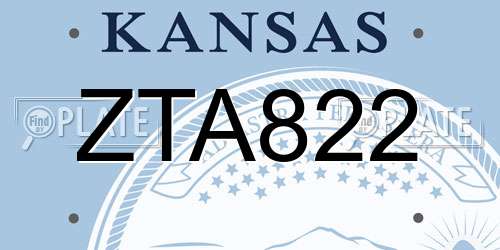 ZTA822 Kansas License Plate