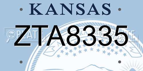ZTA8335 Kansas License Plate