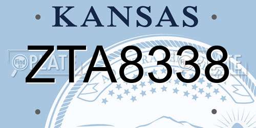 ZTA8338 Kansas License Plate