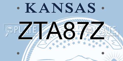 ZTA87Z Kansas License Plate