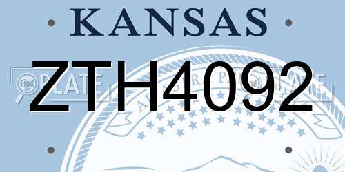 ZTH4092 Kansas License Plate