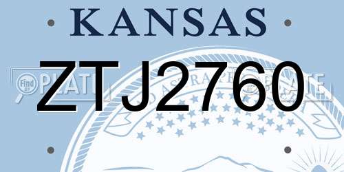 ZTJ2760 Kansas License Plate