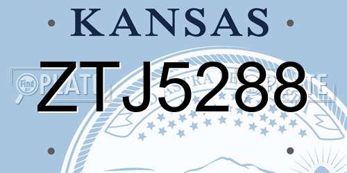 ZTJ5288 Kansas License Plate