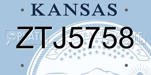 ZTJ5758 Kansas License Plate