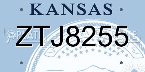 ZTJ8255 Kansas License Plate