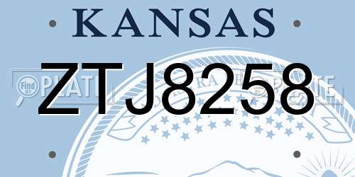 ZTJ8258 Kansas License Plate