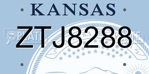 ZTJ8288 Kansas License Plate