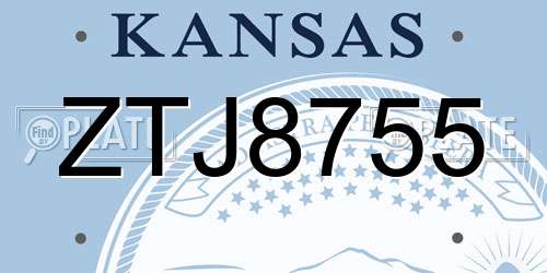 ZTJ8755 Kansas License Plate