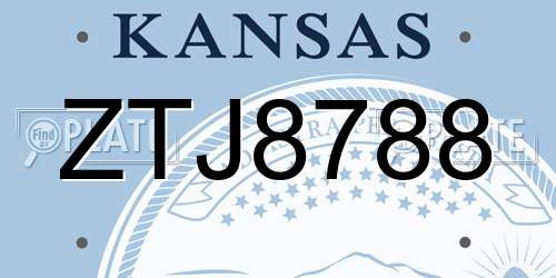 ZTJ8788 Kansas License Plate