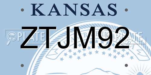 ZTJM92 Kansas License Plate