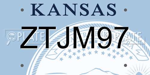 ZTJM97 Kansas License Plate