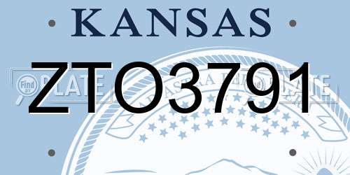 ZTO3791 Kansas License Plate
