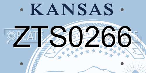 ZTS0266 Kansas License Plate