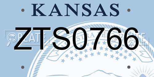 ZTS0766 Kansas License Plate