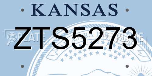 ZTS5273 Kansas License Plate