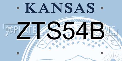 ZTS54B Kansas License Plate