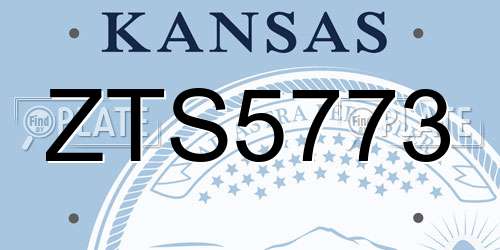 ZTS5773 Kansas License Plate