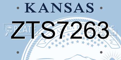 ZTS7263 Kansas License Plate