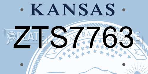 ZTS7763 Kansas License Plate