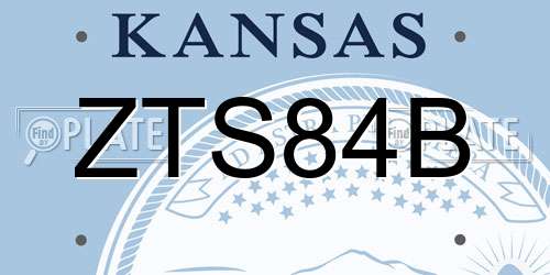 ZTS84B Kansas License Plate