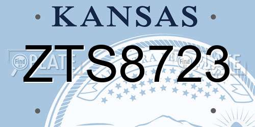 ZTS8723 Kansas License Plate