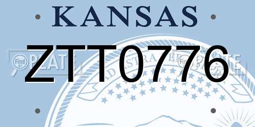 ZTT0776 Kansas License Plate