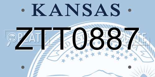 ZTT0887 Kansas License Plate