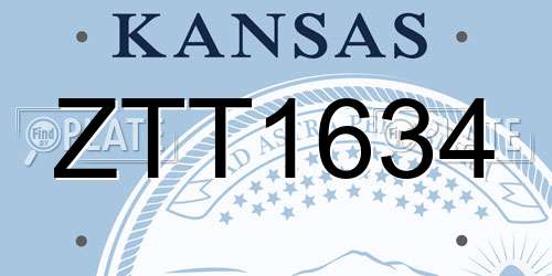 ZTT1634 Kansas License Plate