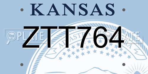 ZTT764 Kansas License Plate
