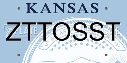 ZTTOSST Kansas License Plate
