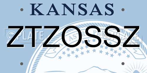 ZTZOSSZ Kansas License Plate