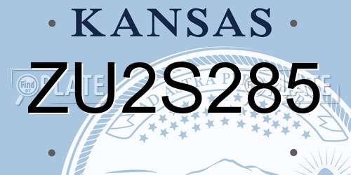 ZU2S285 Kansas License Plate