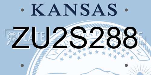 ZU2S288 Kansas License Plate